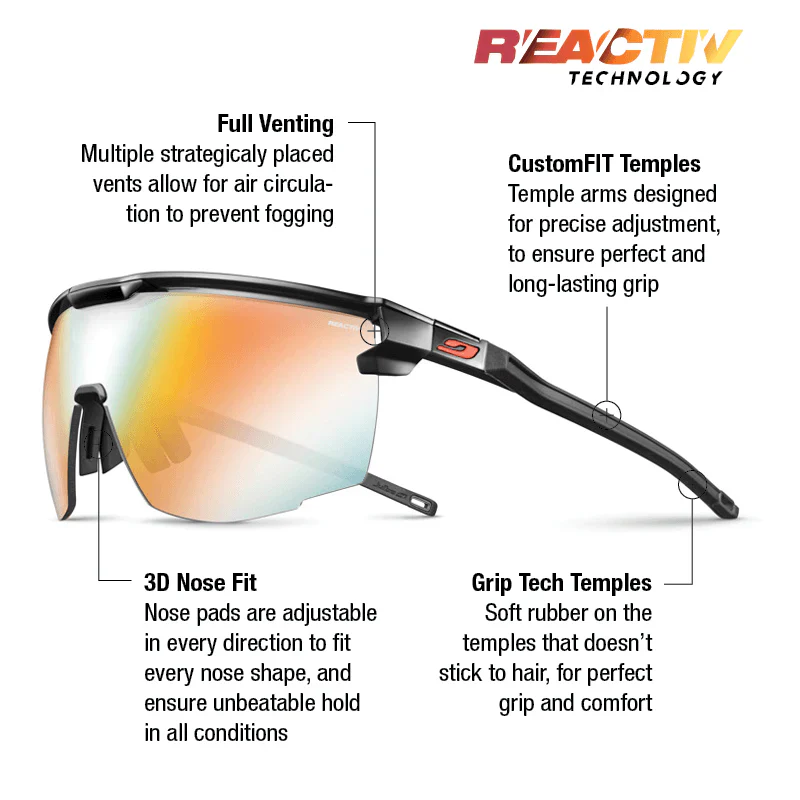 Julbo Ultimate Black/Red With REACTIV 1-3 Light Amplifier Lens - Image 2